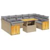 vidaXL 10-delige Loungeset met kussens poly rattan beige