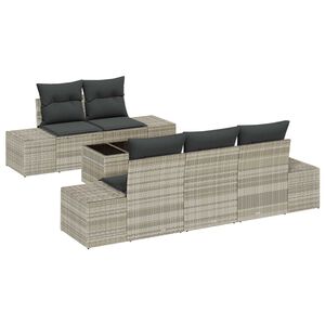 vidaXL Tuin Sofa Set met kussen 6 pcs Lichtgrijs poly rattan