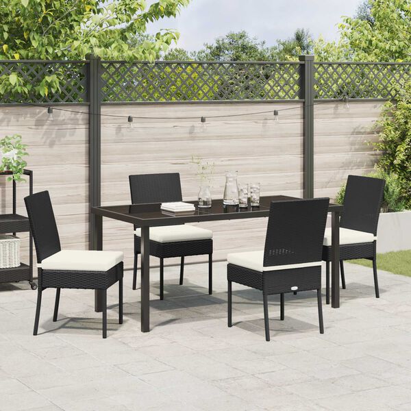 vidaXL Tuin eettafelset 5 pcs Zwart Gepoedercoat staal