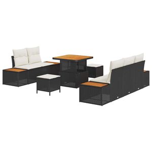 vidaXL Tuin Sofa Set 8 st 7-Aantal zitplaatsen Zwart en Cr&egrave;me