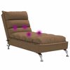 vidaXL Massage chaise longue met kussens stof bruin