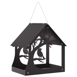 vidaXL Hangend vogelvoederhuisje Staal Zwart