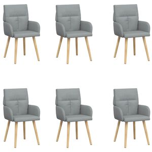 vidaXL Eettafelstoelen 6 st Stof Lichtgrijs 60 x 56 x 96 cm