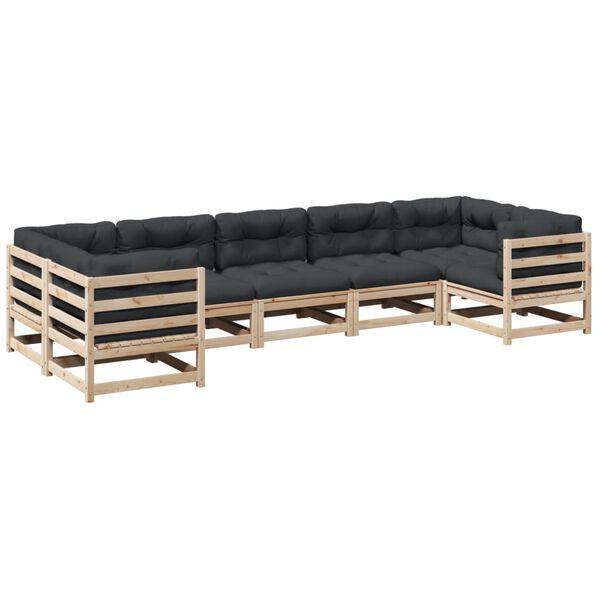 vidaXL 7-delige Loungeset met kussens massief grenenhout