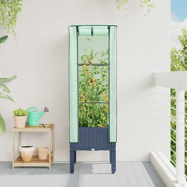 vidaXL Plantenbak verhoogd met kashoes 40x40x140 cm rattanlook