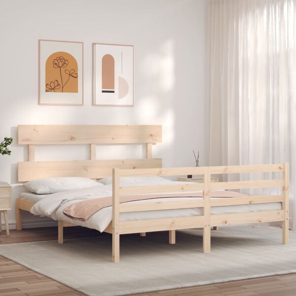 vidaXL Bedframe met hoofdbord massief hout