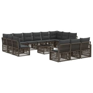 vidaXL Tuinbankenset 14 st Grijs poly rattan