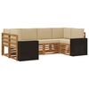 vidaXL Hoekbank Set met kussen 6 pcs Natuurlijk en Beige Polyester