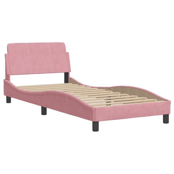 vidaXL Bedframe met hoofdeinde "Dover" 90x200 cm fluweel roze