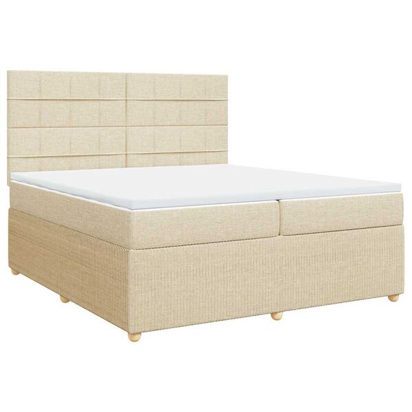 vidaXL Boxspring met matras stof cr&egrave;mekleurig 200x200 cm
