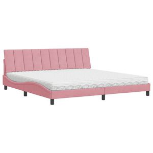 vidaXL Bed met matras "Hanko" fluweel roze 200x200 cm
