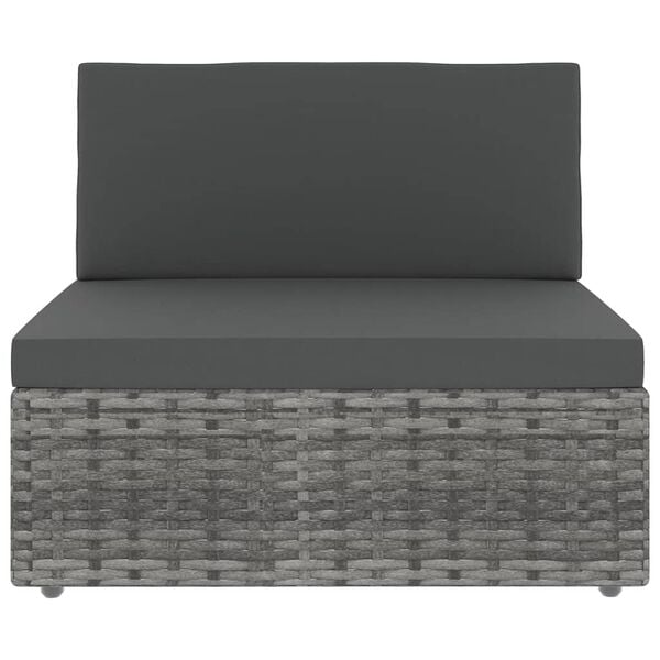 vidaXL 12-delige Loungeset met kussens poly rattan grijs