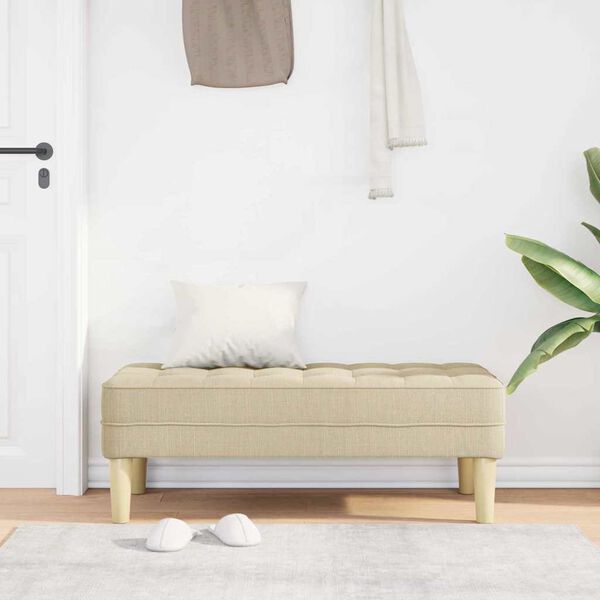 vidaXL Bank met kussen Cr&egrave;me 113 x 57 x 39 cm Stof