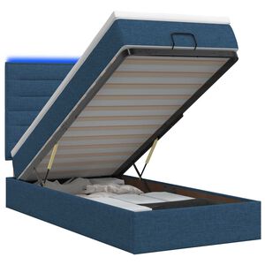 vidaXL Ottoman Bed met Matrassen en LED Blauw 80 x 200 cm Stof