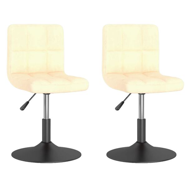vidaXL Eetkamerstoelen draaibaar 2 st fluweel cr&egrave;mekleurig