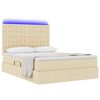 vidaXL Opbergbed met LED met matras Cr&egrave;me 140 x 200 cm Polyester