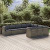 vidaXL 10-delige Loungeset met kussens poly rattan grijs