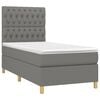 vidaXL Boxspring met matras en LED stof donkergrijs 90x190 cm