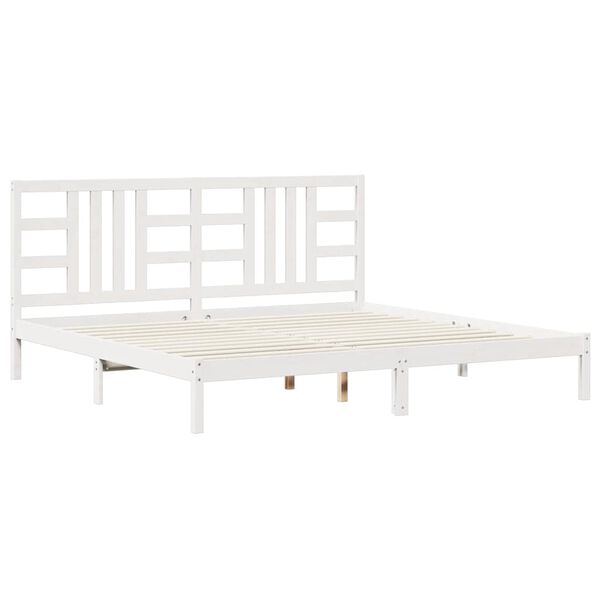 vidaXL Bedframe massief hout wit 200x200 cm