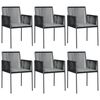 vidaXL Tuinstoelen 6 st met kussens 54x60,5x83,5 cm poly rattan zwart