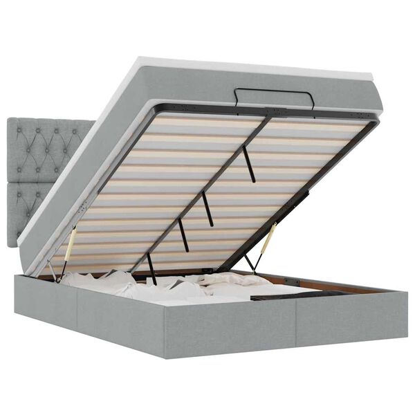 vidaXL Ottoman bed met matras en LED's 140x190cm stof lichtgrijs