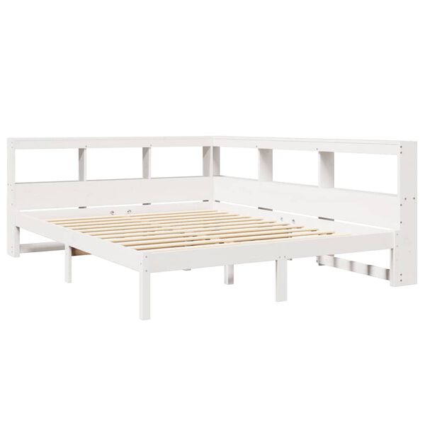 vidaXL Bed met boekenkast zonder matras grenenhout wit 140x190 cm