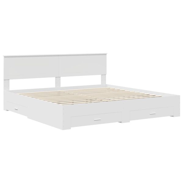vidaXL Bedframe met hoofdeinde met lade Wit 200 x 200 cm Bewerkt hout