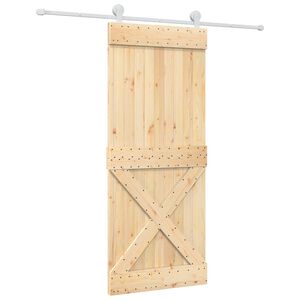 vidaXL Schuifdeur Natuurlijk en Wit 85 x 210 cm Massief Grenenhout