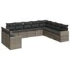 vidaXL 10-delige Loungeset met kussens poly rattan grijs