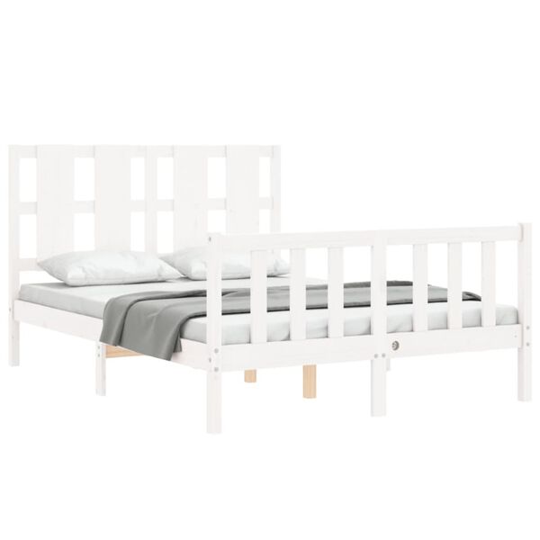 vidaXL Bedframe zonder matras massief grenenhout wit 140x190 cm
