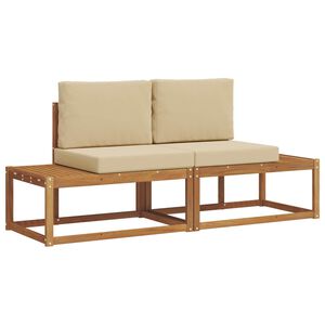 vidaXL Buiten bankenset 2 pcs Naturel Massief Acaciahout en Polyester