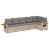 vidaXL 6-delige Loungeset met kussens poly rattan beige