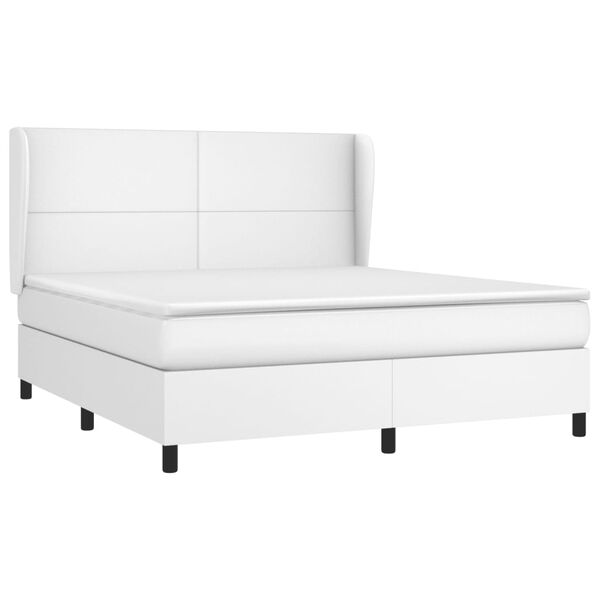 vidaXL Boxspring met matras kunstleer wit 160x200 cm