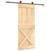 vidaXL Schuifdeur Naturel en Zwart 85 x 210 cm Massief Grenenhout