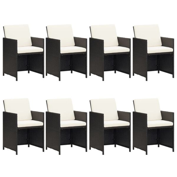 vidaXL 9-delige Tuinset met kussens poly rattan zwart