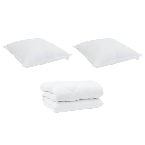 vidaXL Winter Dekbed met kussen 3 pcs Wit Microvezel