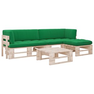 vidaXL 4-delige Loungeset pallet met kussens ge&iuml;mpregneerd grenenhout