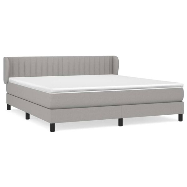 vidaXL Boxspring met matras stof lichtgrijs 180x200 cm