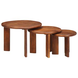 vidaXL Nest Koffietafels 3 st Honingbruin &Oslash; 54 x 40 cm