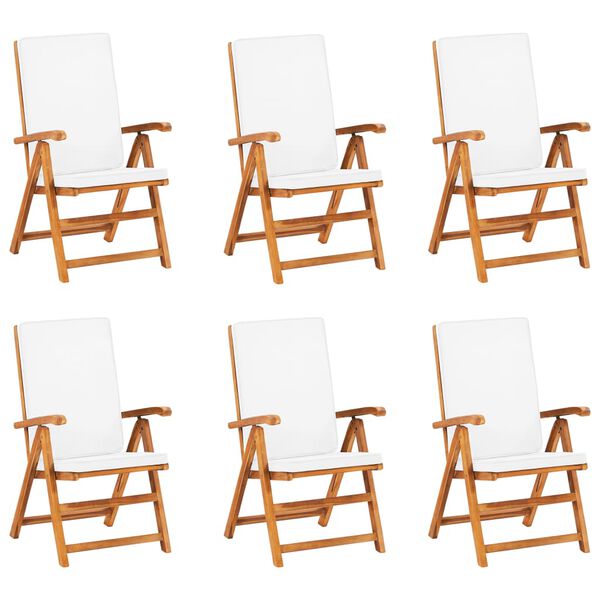 vidaXL 7-delige Tuinset met kussens massief teakhout