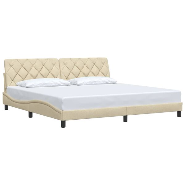vidaXL Bedframe zonder matras stof cr&egrave;mekleurig 200x200 cm