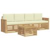 vidaXL Buiten bankenset met kussen 5 pcs Wit en cr&egrave;mekleurig Polyester