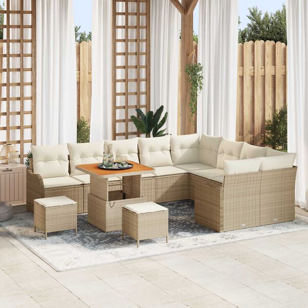vidaXL Tuin Sofa Set met kussen met opslag 12 pcs Beige en Cr&egrave;me