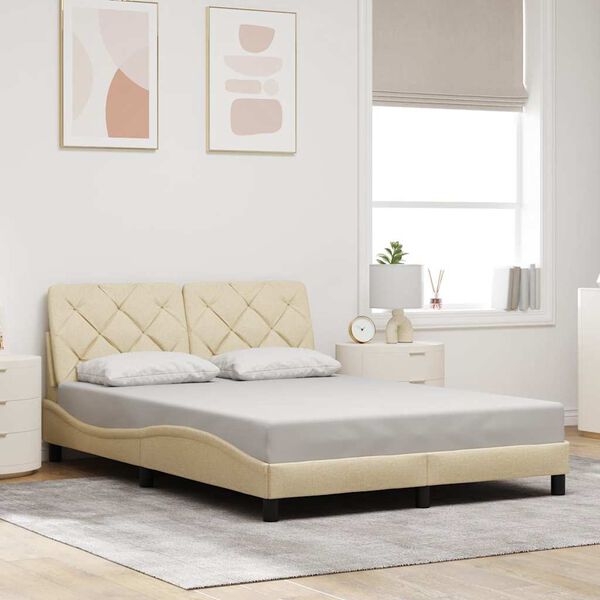 vidaXL Bedframe zonder matras 120x200 cm stof cr&egrave;mekleurig