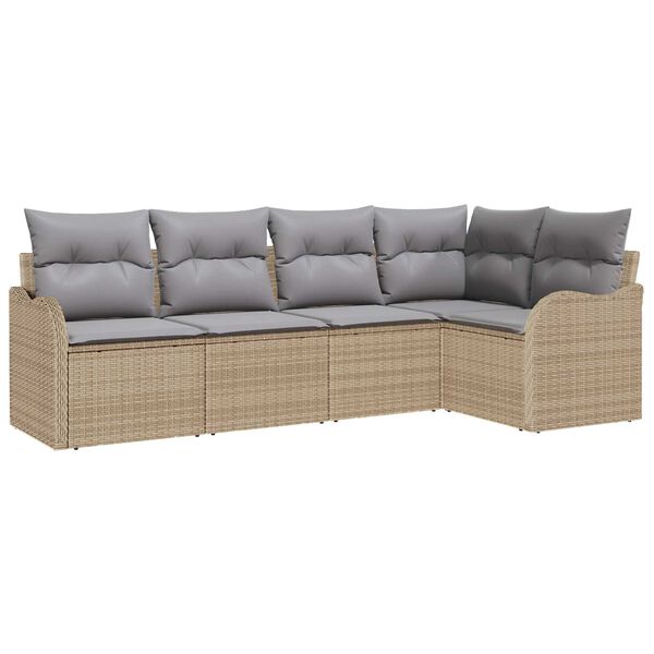 vidaXL Tuin Sofa Set Beige poly rattan