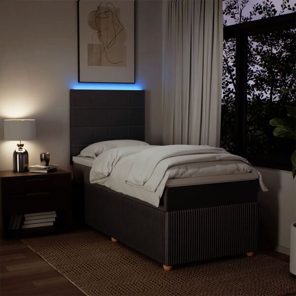 vidaXL Boxspring met matras stof donkerbruin 80x200 cm