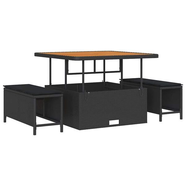 vidaXL Tuin Sofa Set met kussen met opslag met kussen 11 pcs Zwart