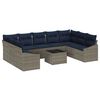 vidaXL Tuinbankenset 10 pcs Grijs en Marineblauw poly rattan