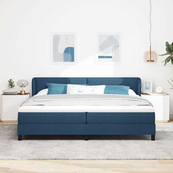 vidaXL Boxspringbed met matras met hoofdeinde Blauw 200 x 200 cm Stof