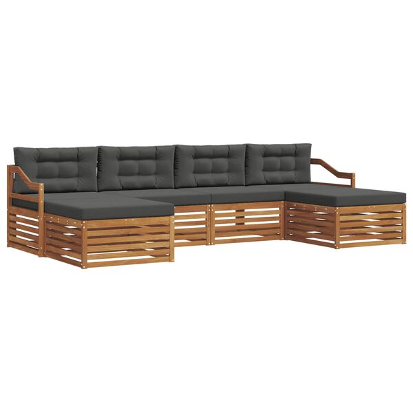 vidaXL Sofa-Sets 6 pcs Natuurlijk en Antraciet Massief Acaciahout